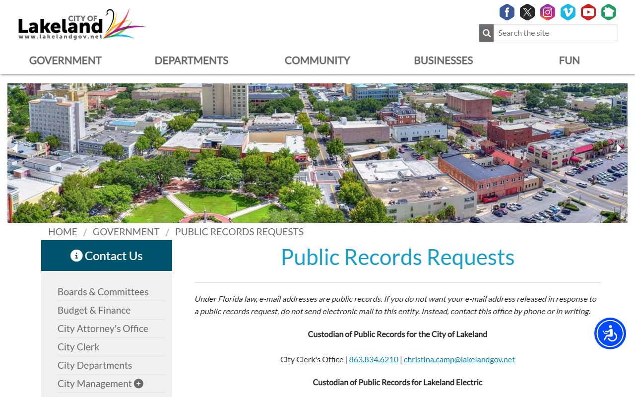 Lakeland residents directory public records request portal