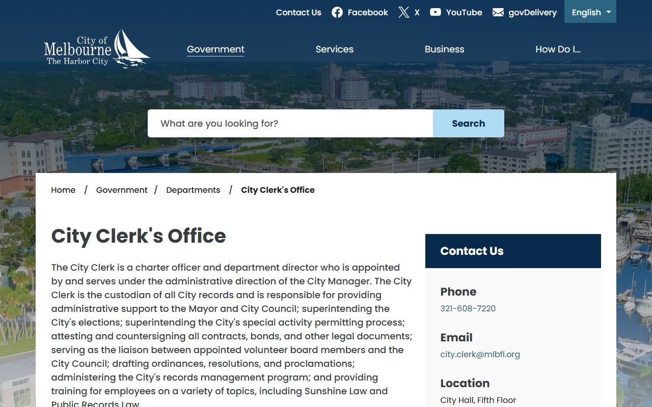 Melbourne residents directory clerk records portal