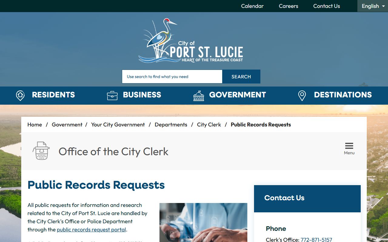 Port St. Lucie residents directory clerk records portal