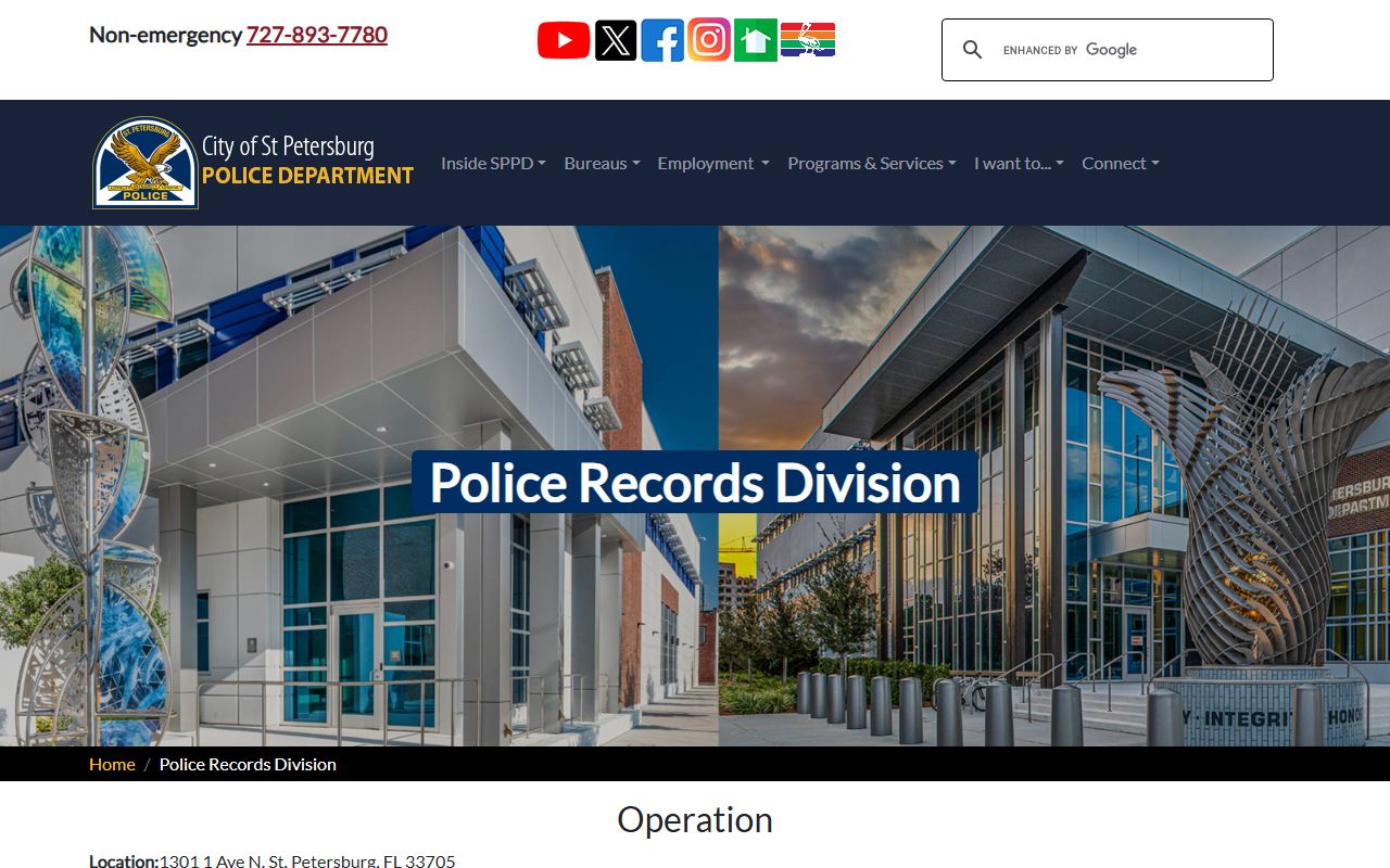 St. Petersburg residents directory police records division portal