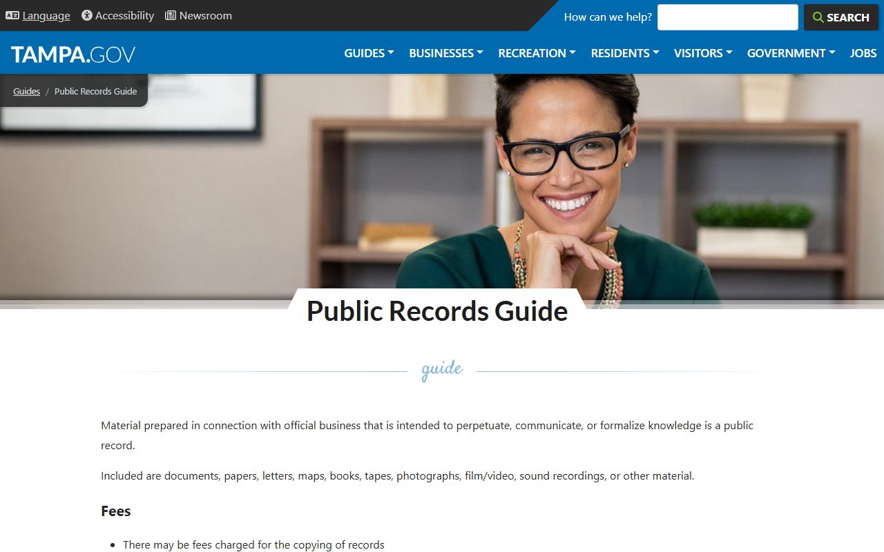 Tampa residents directory public records guide page