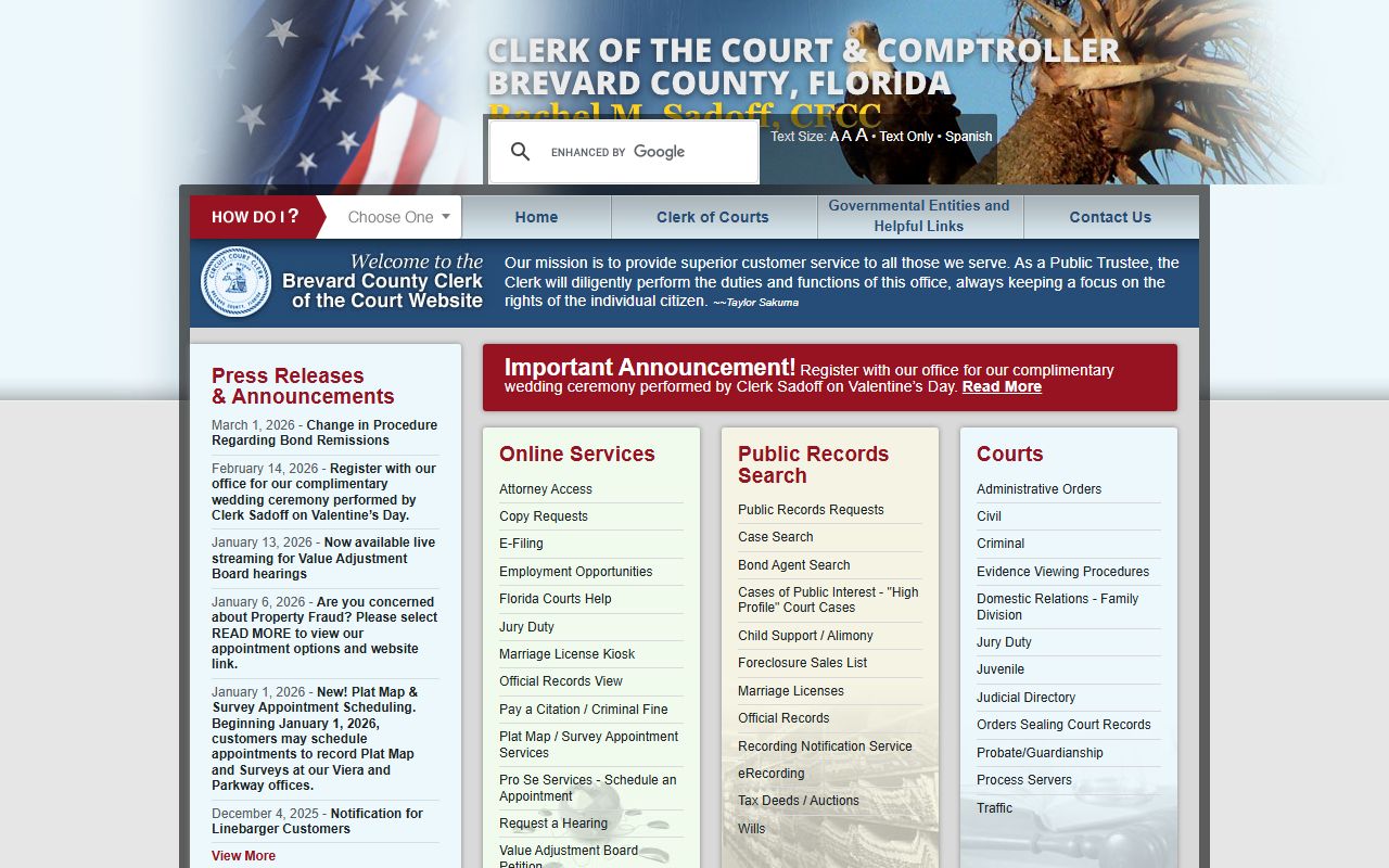 Brevard County residents directory clerk of the court records search portal