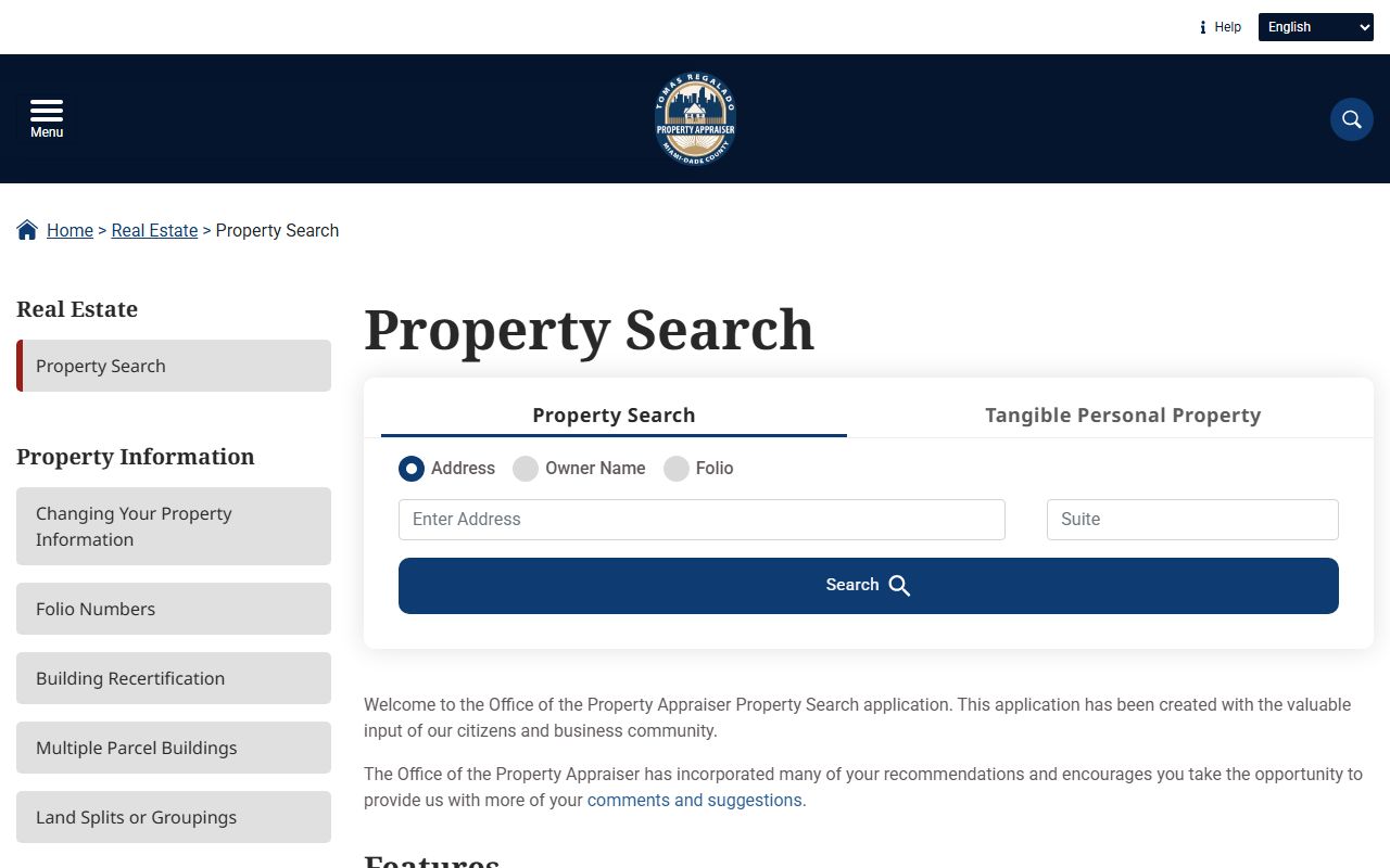 Miami-Dade County residents directory property appraiser search tool