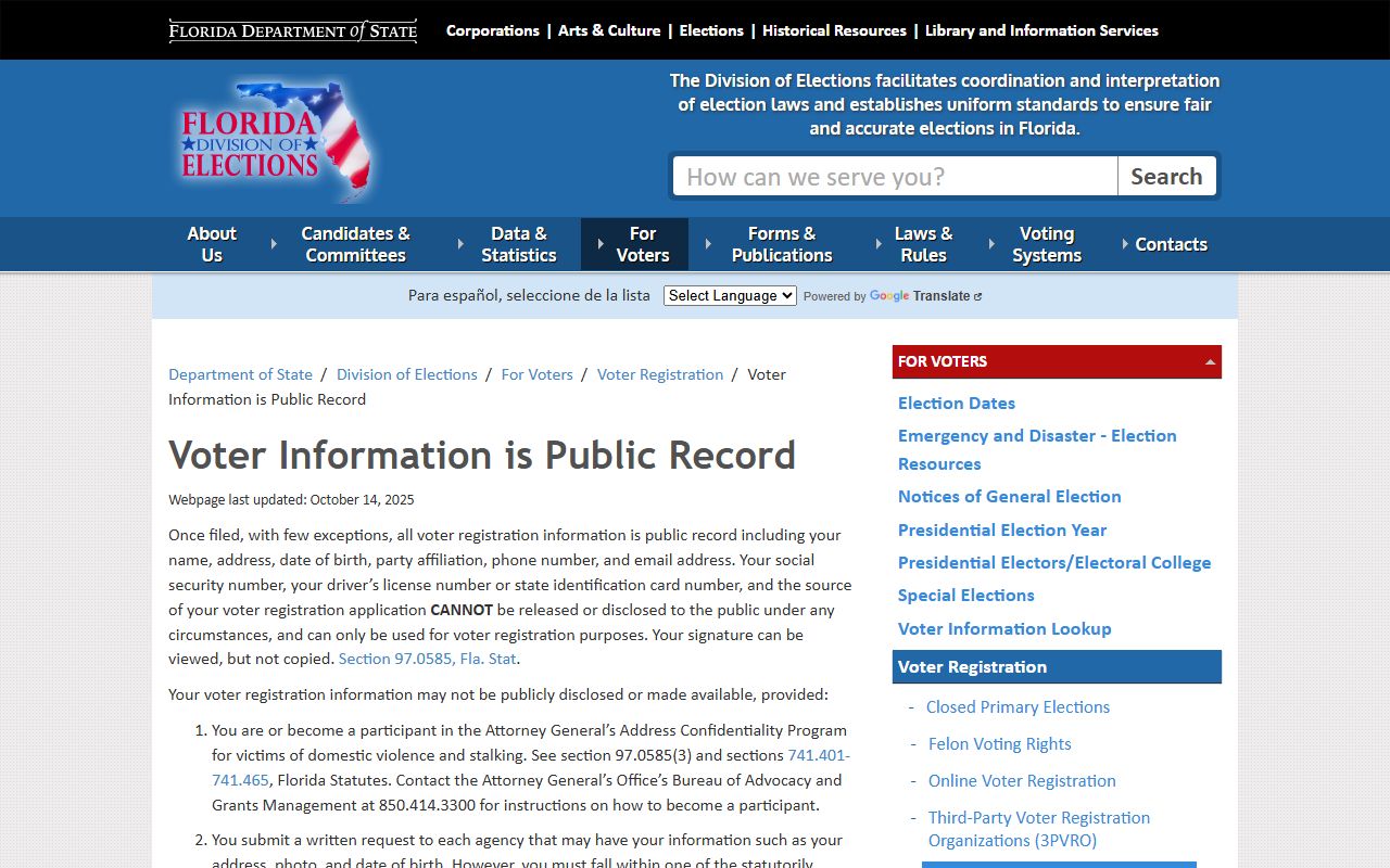 Florida residents directory voter registration records portal